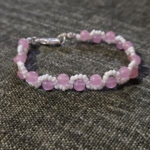 Pink and White Wave Beaded Bracelet